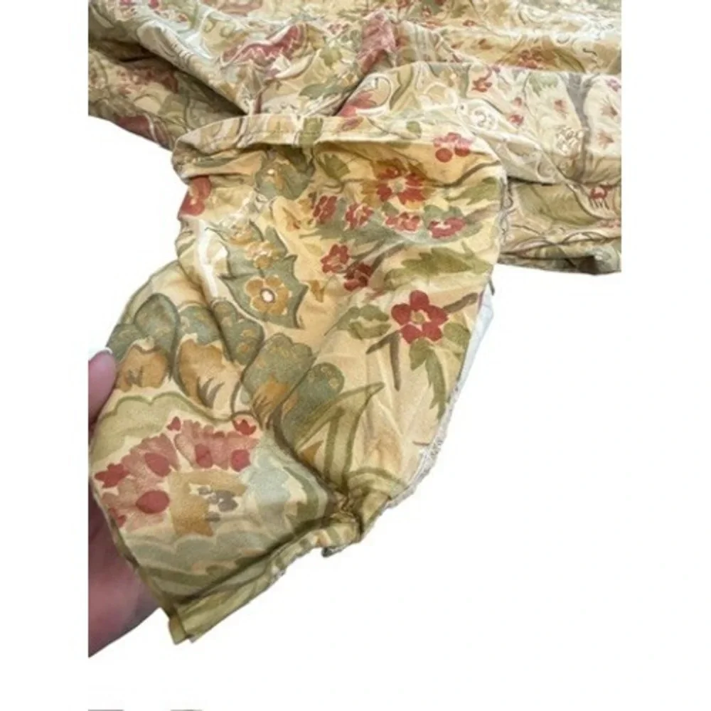 Pottery Barn Pomegranate Floral Duvet Cover Full Queen Sage Red Tan Botanical